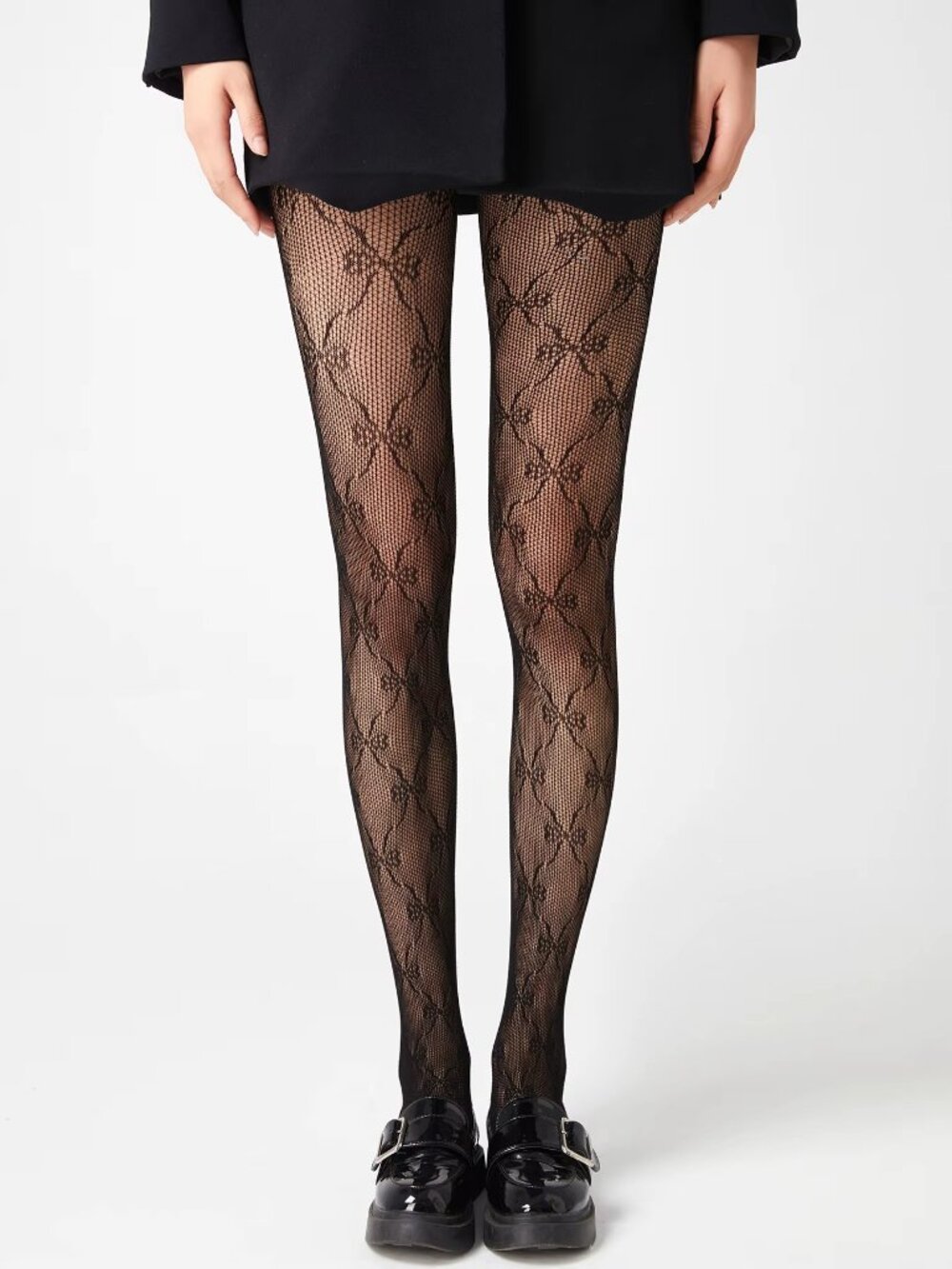 Women's Bow Pattern Butterfly Gothic Black Fishnet Tights Pantyhose Stockings